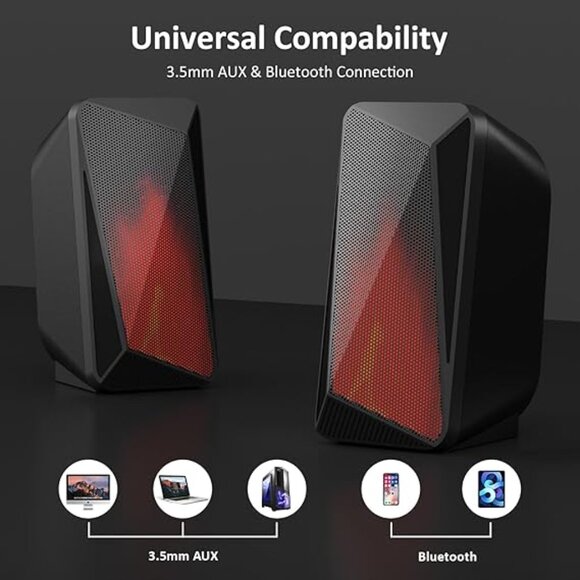 "JEECOO M40" Bluetooth Gaming Computer Speakers w/ 3.5mm AUX for Laptops&Tablets - Picture 9 of 16